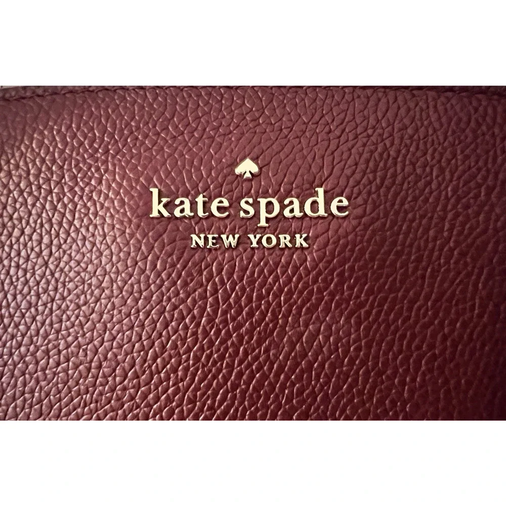 Kate Spade New York Leila Triple Compartment Handbag Tote Cherrywood Pebbled NEW